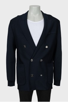 Men's blue double-breasted cardigan