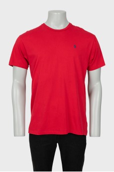 Men's red T-shirt with signature print