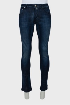 Men's dark blue skinny fit jeans