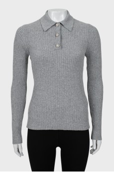 Ribbed jumper with decorated buttons