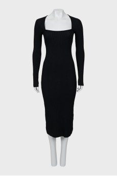 Ribbed dress with square neckline