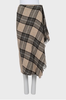 Wrap skirt with check print
