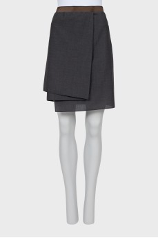 Wool skirt with contrasting belt