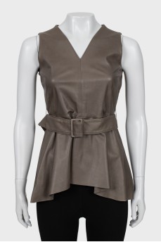 Leather blouse with belt