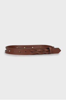 Brown belt decorated with rhinestones