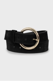 Suede belt with gold buckle