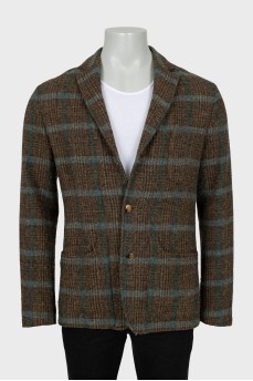 Men's wool jacket in check print