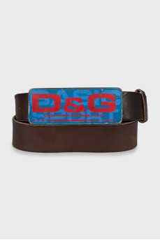 Men's belt with logo on buckle