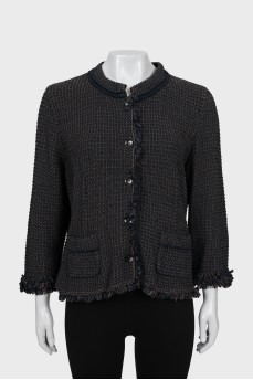 Woven jacket with 3/4 sleeves