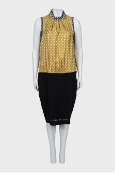 Shift dress with polka dot print