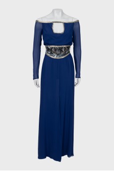 Blue silk maxi dress