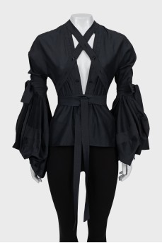 Black blouse with ties