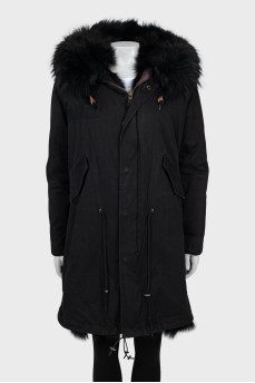 Insulated parka with fur hood