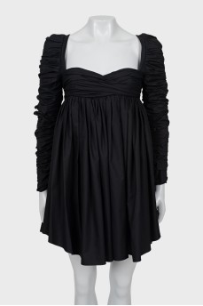 Black mini dress with draping