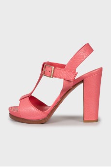 Pink high heel sandals