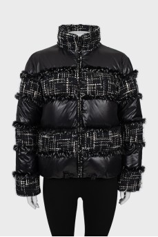 Black down jacket with fringes