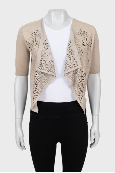 Cropped cardigan with perforations
