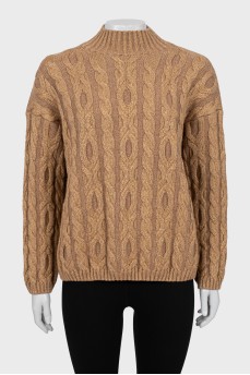 Sweater with high neck and tag