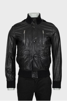 Men's high neck leather jacket