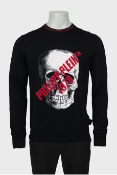 Men's black sweatshirt with skull print