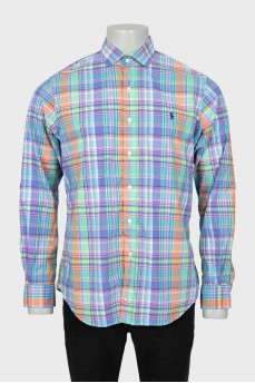 Men's plaid shirt with embroidered logo