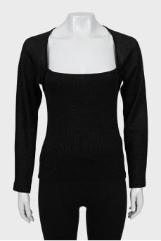 Knitted long sleeve with square neckline