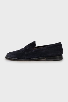 Men's blue suede loafers