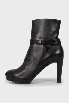 Leather ankle boots with gold hardware