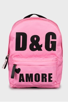 Pink backpack with tag
