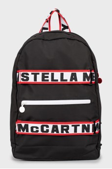 Backpack with company logo and tag