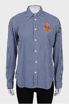 Striped shirt with embroidered logo