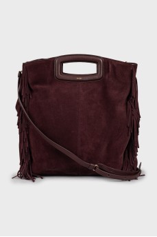 Suede bag with fringed decoration