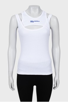 Combination tank with embroidered logo