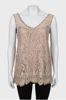 Lace tank top with tag