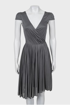 Gray dress with V-neck