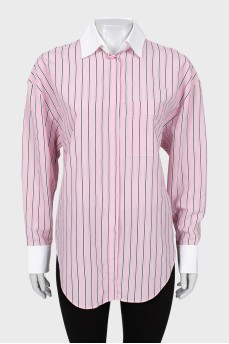 Striped shirt with contrasting inserts