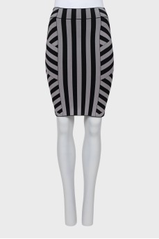 Fitted skirt with striped print
