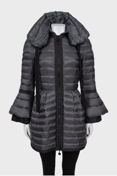 Gray quilted fitted down jacket