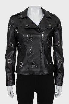 Eco-leather jacket with tag