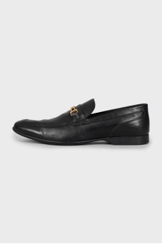 Men's leather loafers with logo