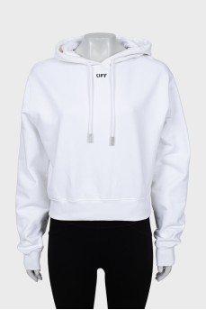 White hoodie with brand logo