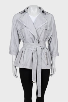 Gray jacket with belt