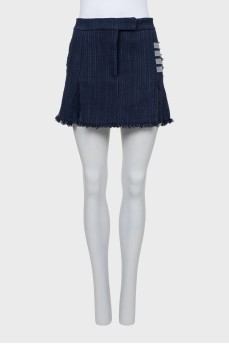 Blue mini skirt with fringe
