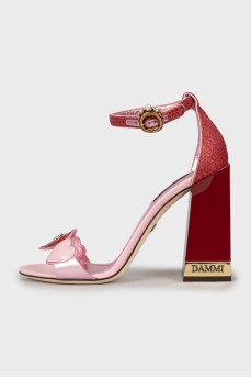 Pink block heel sandals