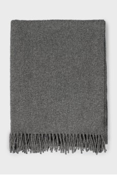Gray fringed scarf