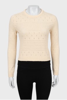 Cropped sweater with perforations