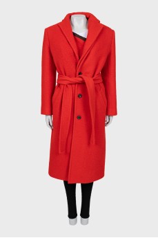 Red wool and alpaca coat