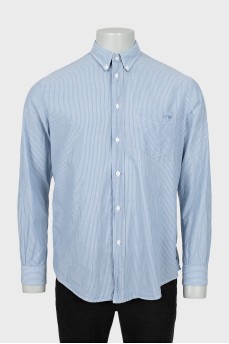 Men's blue shirt with small stripes