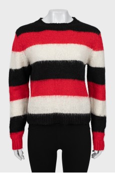 Short pile striped sweater