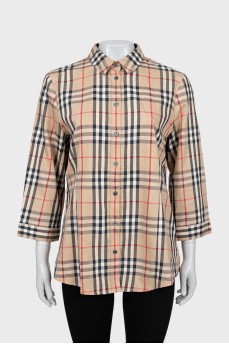 Checked shirt with 3/4 sleeves